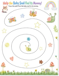 Read more about the article Free Printable – Trace the Path Worksheet: Baby Snail