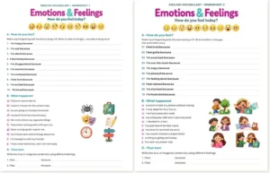 Read more about the article Emotions & Feelings Worksheets – English A1-A2 (Free PDF)
