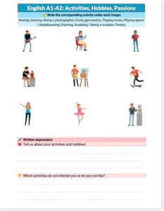Read more about the article Activities and Hobbies Worksheet – English A1-A2 (Free PDF)