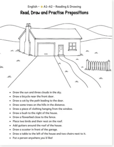 Read more about the article English Prepositions Worksheet: Read and Draw (A1-A2 & A2-B1) – Free Printable