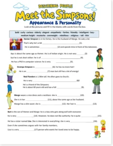 Read more about the article The Simpsons: Adjectives and Physical Description Worksheet (Free PDF)